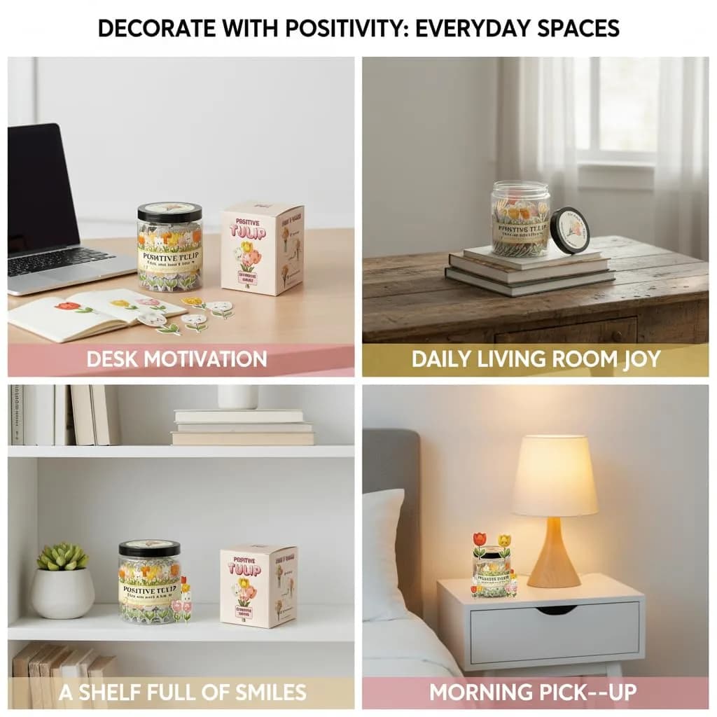 DEARMINE Positive Tulip Jar with 60 Affirmation Cards | 7.3cm (2.87in) Diameter - view 6
