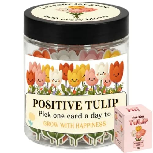 DEARMINE Positive Tulip Jar with 60 Affirmation Cards | 7.3cm (2.87in) Diameter thumbnail 1