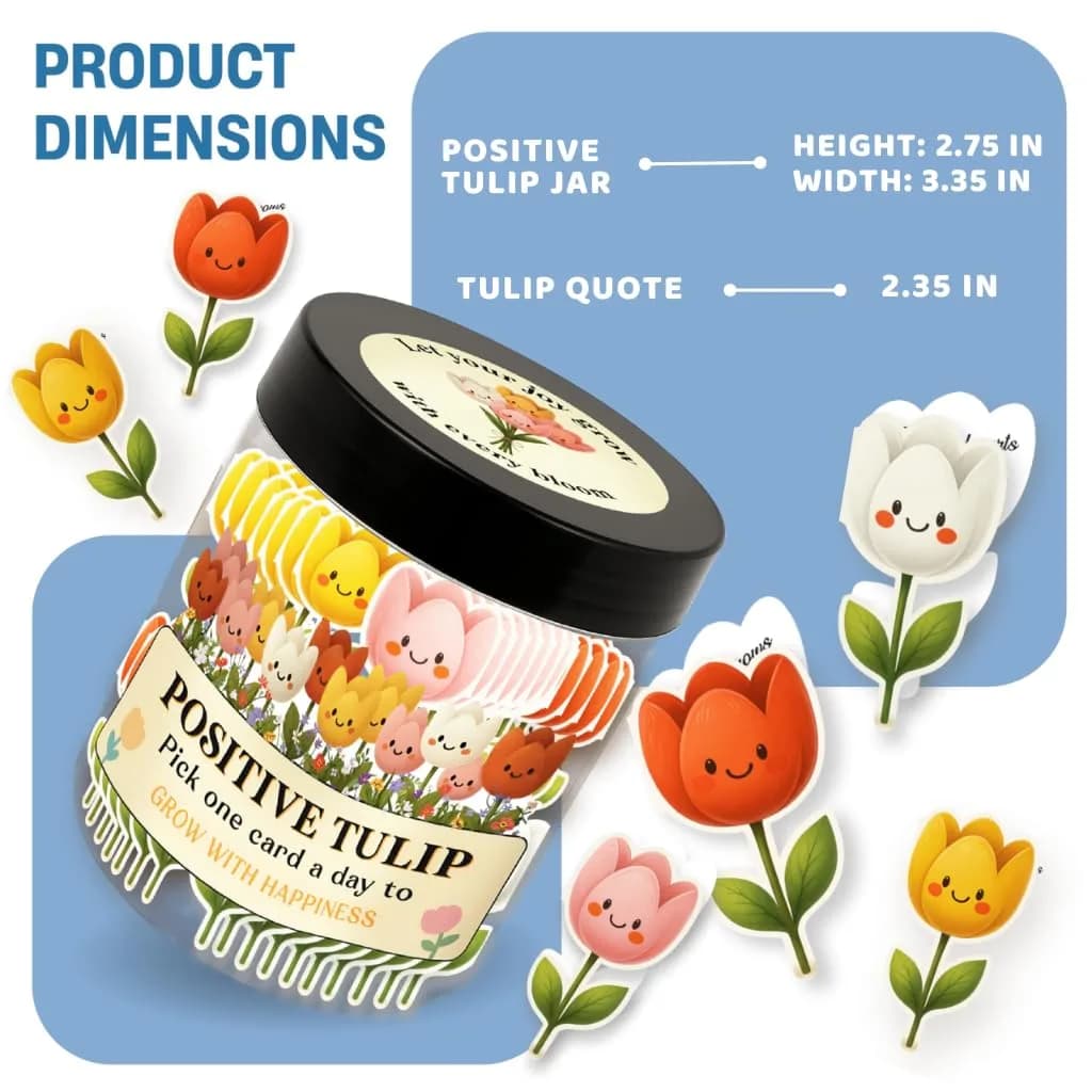 DEARMINE Positive Tulip Jar with 60 Affirmation Cards | 7.3cm (2.87in) Diameter - view 8