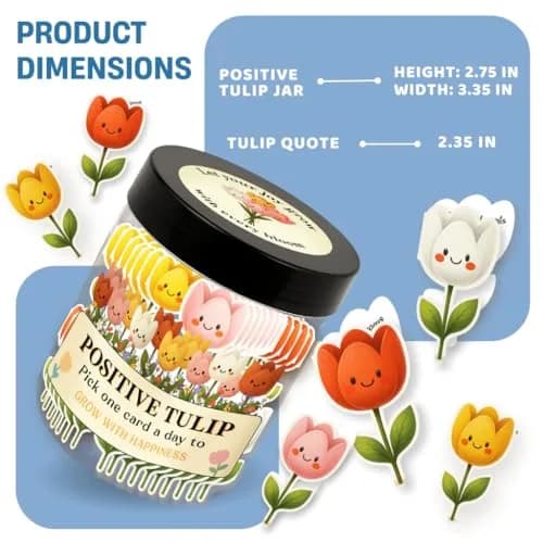 DEARMINE Positive Tulip Jar with 60 Affirmation Cards | 7.3cm (2.87in) Diameter thumbnail 8