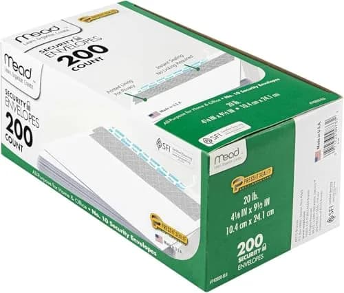 Mead #10 Security Business Envelopes Letter Size 4-1/8" x 9-1/2" | 2400 Count Value Pack thumbnail 4
