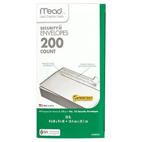 Mead #10 Security Business Envelopes Letter Size 4-1/8" x 9-1/2" | 2400 Count Value Pack thumbnail 6