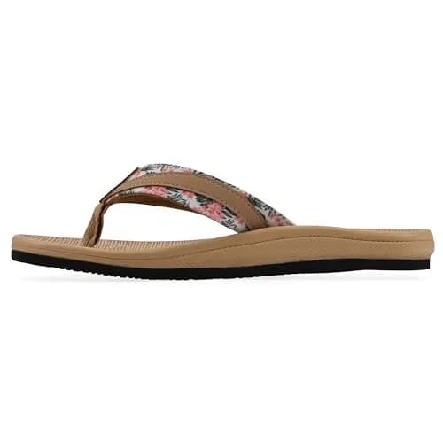 Island Surf Women's Aruba Flip-Flop Sandal, Tan Print, 8 M | Cloud Cushion & Arch Support for All-Day Comfort thumbnail 4