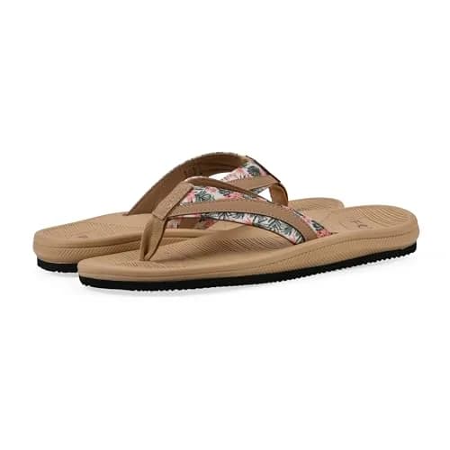 Island Surf Women's Aruba Flip-Flop Sandal, Tan Print, 8 M | Cloud Cushion & Arch Support for All-Day Comfort thumbnail 2