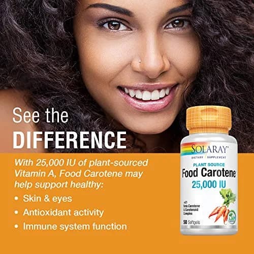 SOLARAY Food Carotene 50ct | Vitamin A Beta Carotene 25000IU for Skin & Eyes Support thumbnail 3