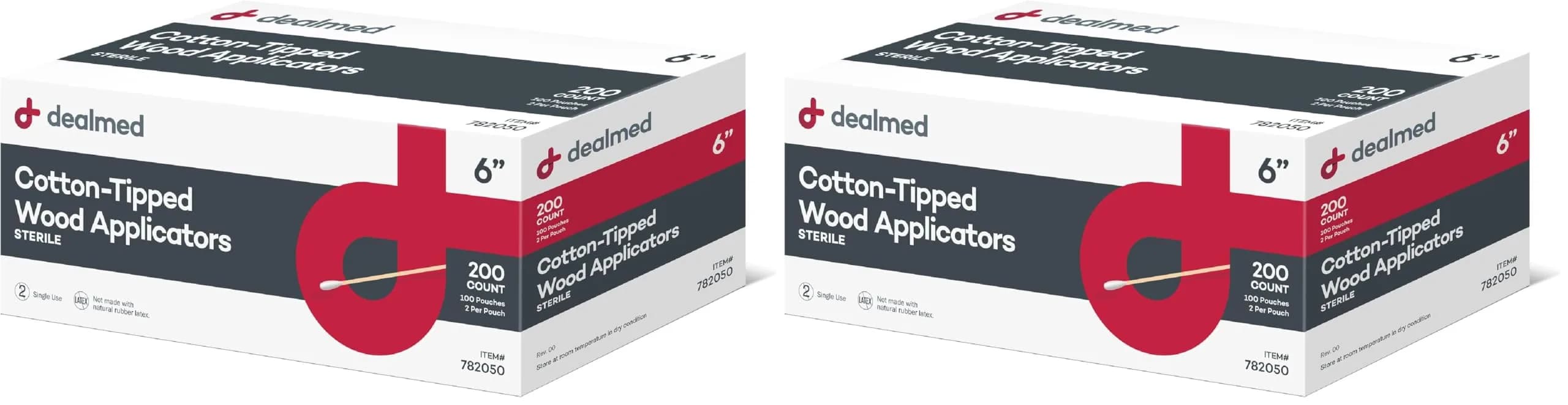 Dealmed 6" Sterile Cotton-Tipped Wood Applicators (15.24 cm) | 400 Count for Medication, Cleaning, Arts & Crafts — 6" Sterile (Box of 200)