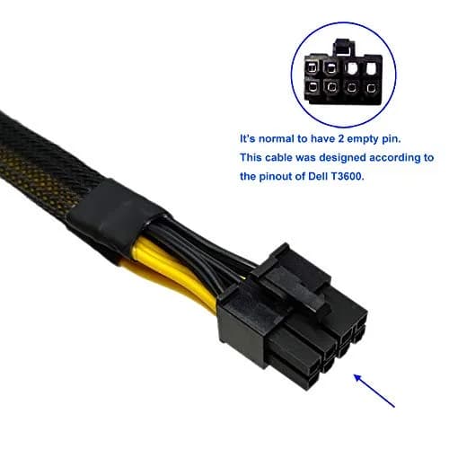 COMeap GPU Power Cable for Dell T3600 T3610 T5600 T5610 T5610 T7600 T7610 5810 T5810 T7810, 8 Pin PCIe to Dual 8 Pin(6+2) Male PCIe Power Adapter 13-inch(34cm) (Pack of 2) thumbnail 2