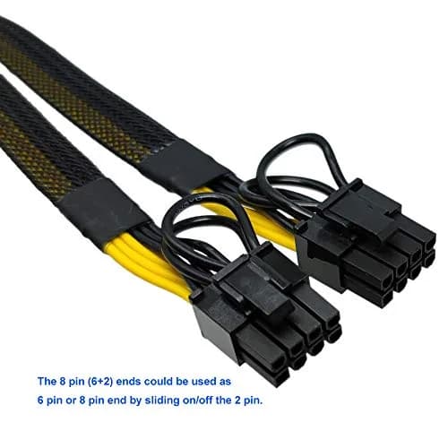 COMeap GPU Power Cable for Dell T3600 T3610 T5600 T5610 T5610 T7600 T7610 5810 T5810 T7810, 8 Pin PCIe to Dual 8 Pin(6+2) Male PCIe Power Adapter 13-inch(34cm) (Pack of 2) thumbnail 3