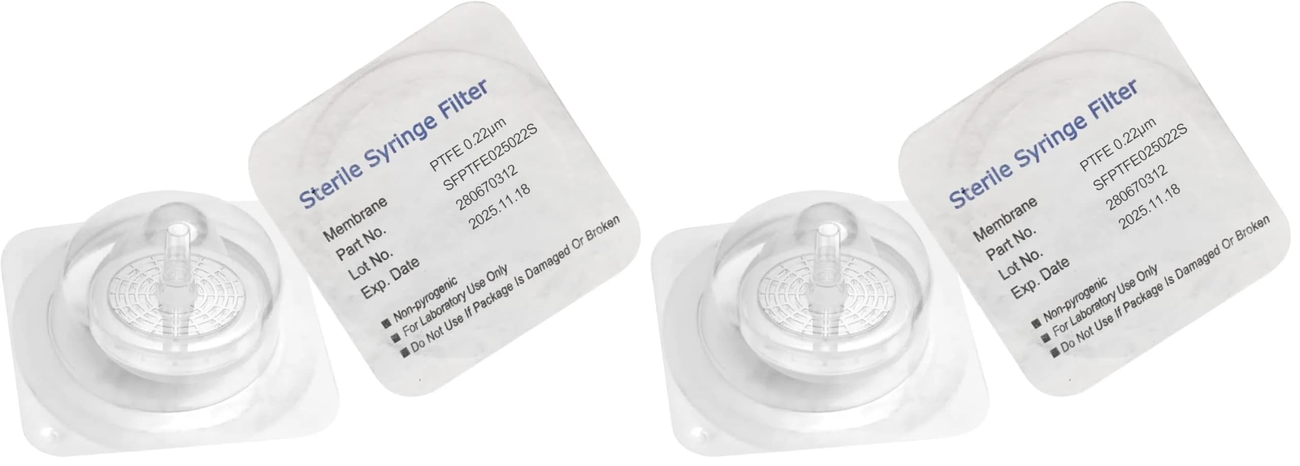 Biomed Scientific Sterile PTFE Syringe Filters 25 mm 0.22 µm 20 Filters | Individually Packaged, Gamma Irradiated - main product image