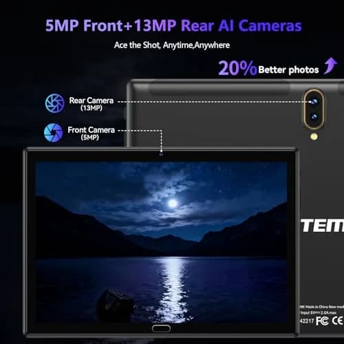 ANTEMPER 10.1 Inch Android Tablet 1280*800 IPS | Android 13, 6000mAh Battery, 8-Core, Wi-Fi & LTE, Black thumbnail 6