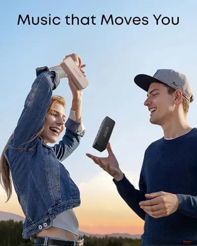 Anker Soundcore 2 Portable Bluetooth Speaker, Stereo Sound, IPX7 Waterproof, 24-Hour Playtime | Mocha Brown thumbnail 4