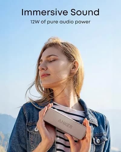 Anker Soundcore 2 Portable Bluetooth Speaker, Stereo Sound, IPX7 Waterproof, 24-Hour Playtime | Mocha Brown thumbnail 5