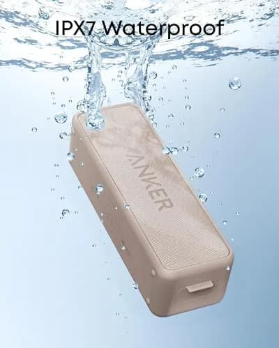 Anker Soundcore 2 Portable Bluetooth Speaker, Stereo Sound, IPX7 Waterproof, 24-Hour Playtime | Mocha Brown thumbnail 2