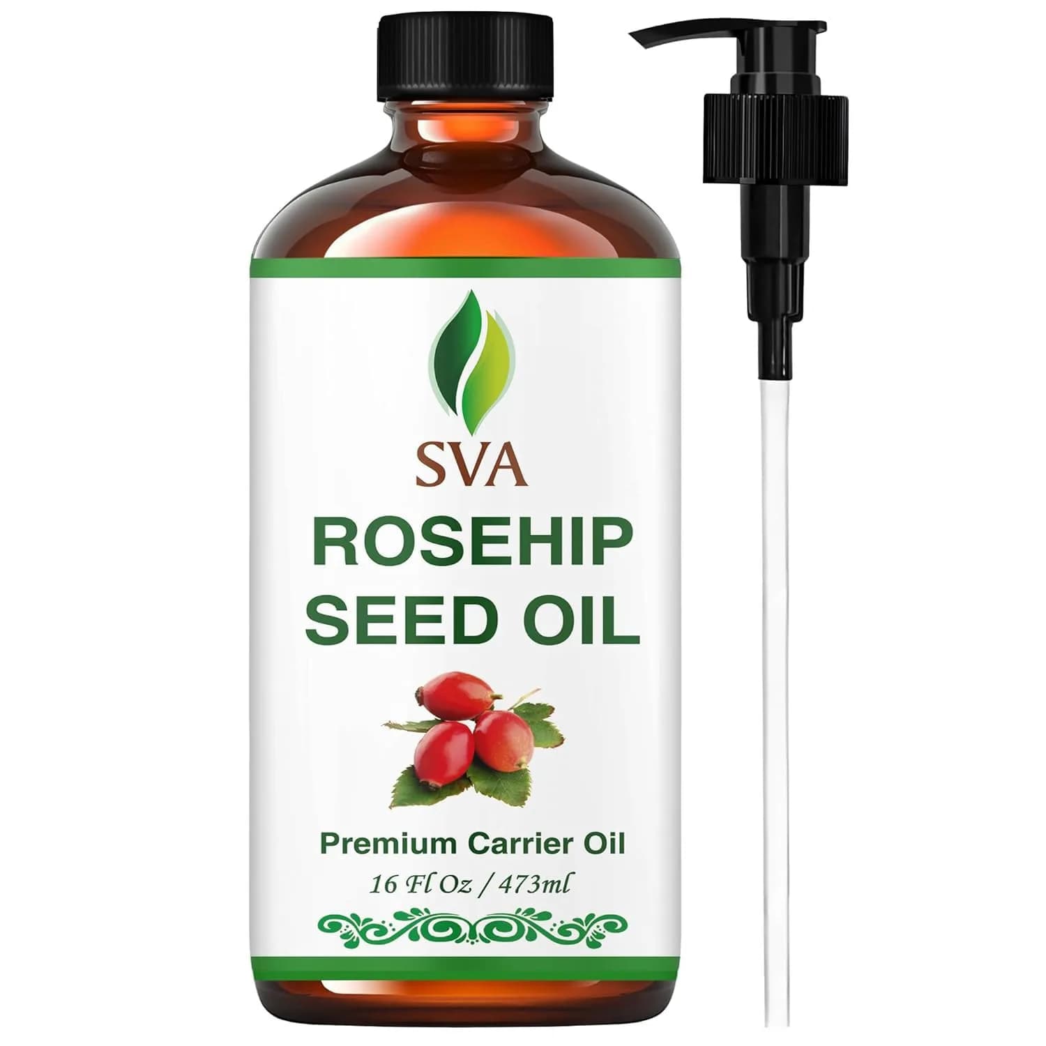 SVA ORGANICS Rosehip Seed Carrier Oil - 16 Fl Oz (473 ml) - Pure & Natural - main product image