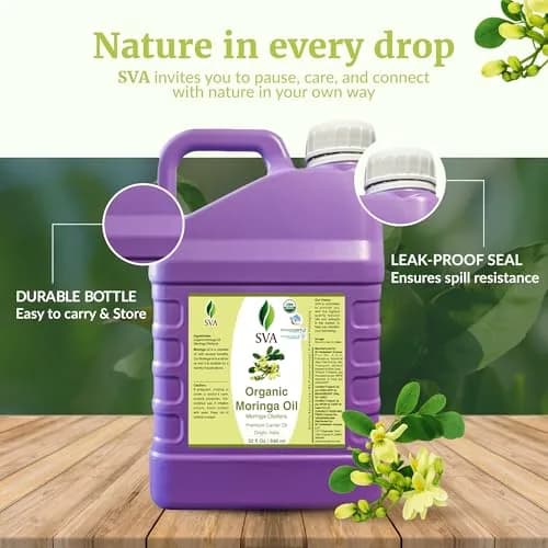 SVA ORGANICS Organic Moringa Seed Carrier Oil 946 ml (32 Fl Oz) | Cold-Pressed for Skin & Hair thumbnail 7