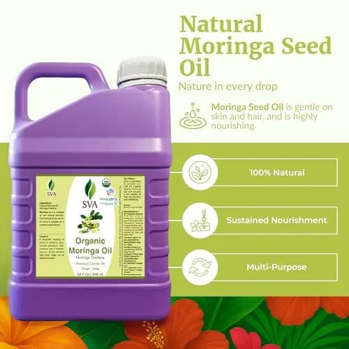 SVA ORGANICS Organic Moringa Seed Carrier Oil 946 ml (32 Fl Oz) | Cold-Pressed for Skin & Hair thumbnail 2