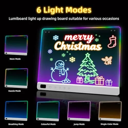 LUMIBOARD LED Drawing Board 35.3 cm (13.7 x 11 inches) | 8 Colors, 6 Modes, Rechargeable, Gift for Kids thumbnail 5