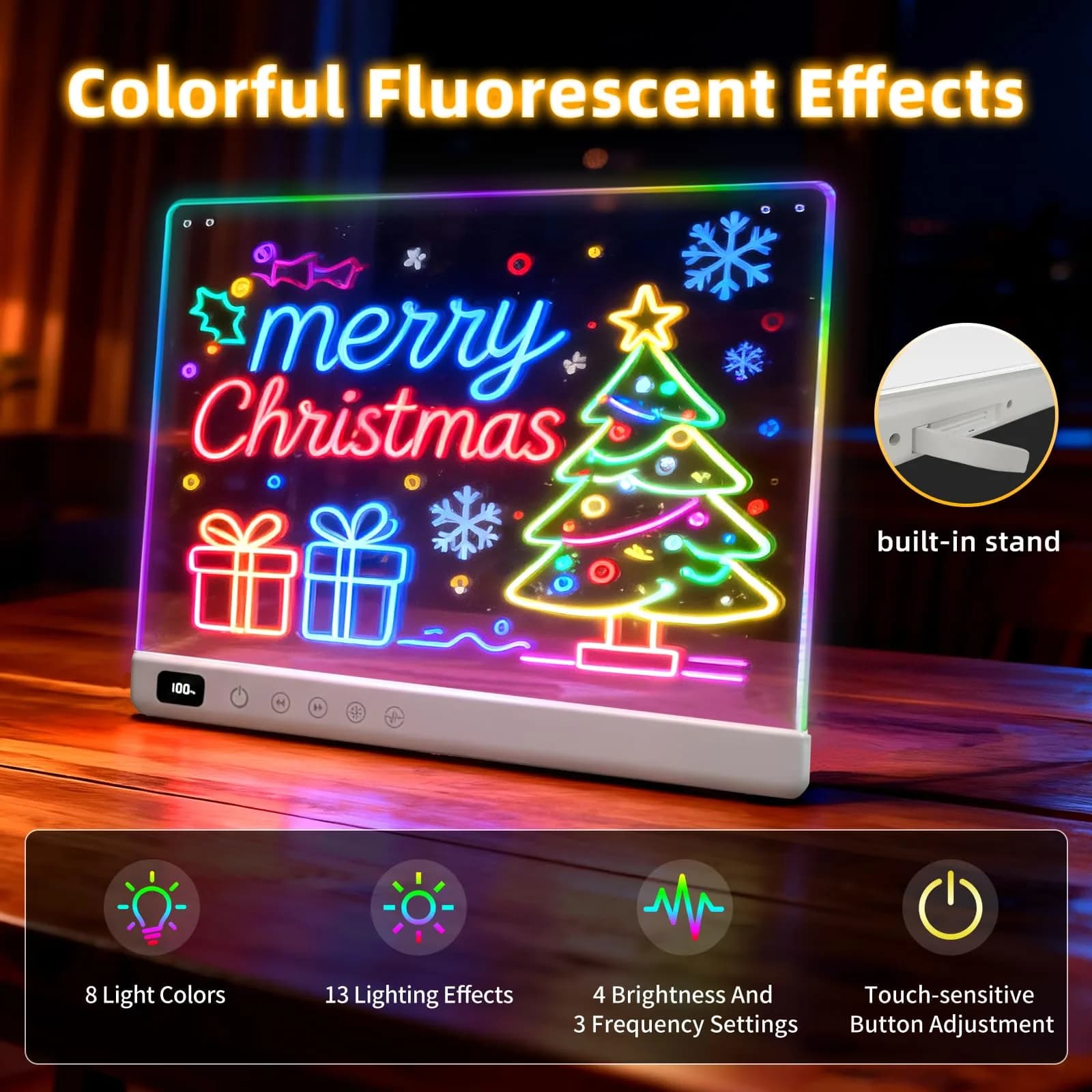 LUMIBOARD LED Drawing Board 35.3 cm (13.7 x 11 inches) | 8 Colors, 6 Modes, Rechargeable, Gift for Kids - view 7