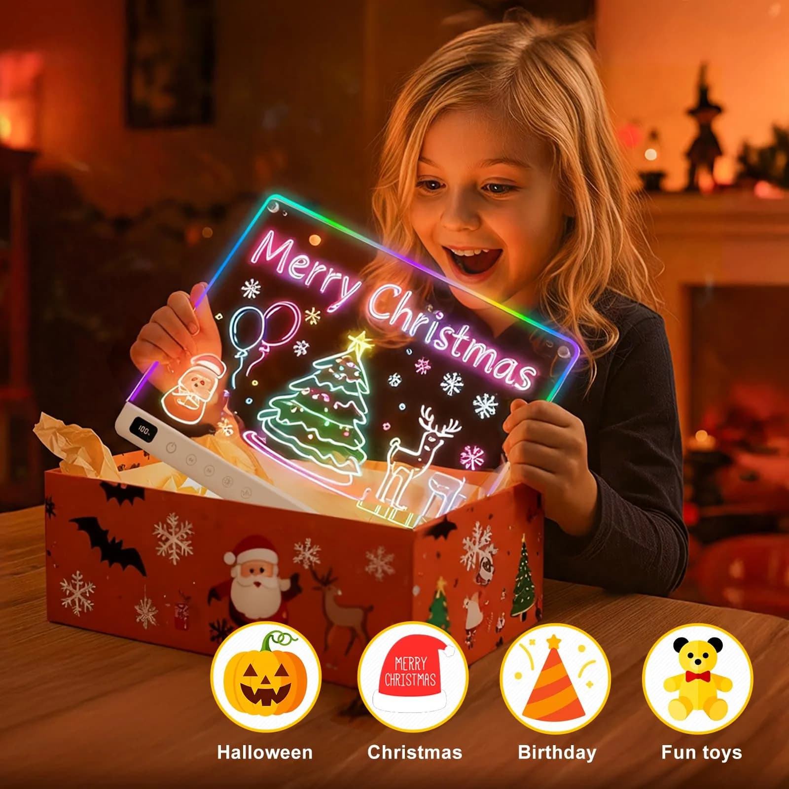 LUMIBOARD LED Drawing Board 35.3 cm (13.7 x 11 inches) | 8 Colors, 6 Modes, Rechargeable, Gift for Kids - view 8
