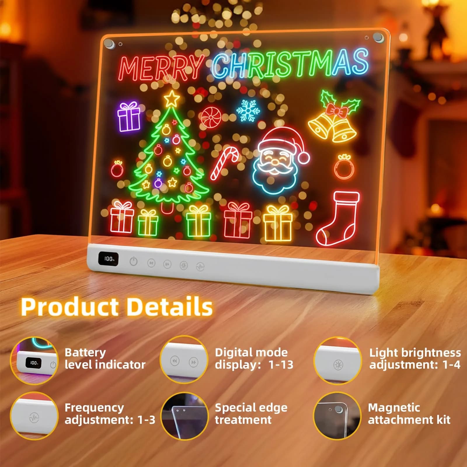 LUMIBOARD LED Drawing Board 35.3 cm (13.7 x 11 inches) | 8 Colors, 6 Modes, Rechargeable, Gift for Kids - view 4
