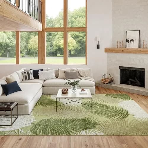 Nourison Suncoast Green 9' x 12' Area Rug | Easy Clean, Non Shedding, Tropical Style (9' x 12') thumbnail 4
