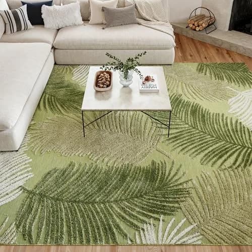 Nourison Suncoast Green 9' x 12' Area Rug | Easy Clean, Non Shedding, Tropical Style (9' x 12') thumbnail 6