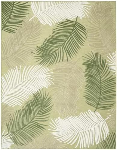 Nourison Suncoast Green 9' x 12' Area Rug | Easy Clean, Non Shedding, Tropical Style (9' x 12') thumbnail 3