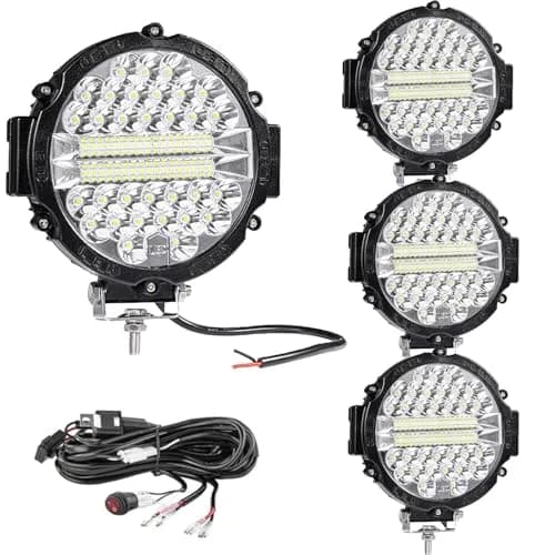 SAN YOUNG 7 Inch Round LED Off Road Lights 201W 12000lm (4 Pack) | Flood Spot Combo Beam for Trucks, ATVs, UTVs thumbnail 1