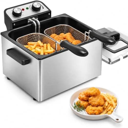 Vexon Electric Deep Fryer 5L | 1800W Stainless Steel Countertop Fryer with Removable Basket & Adjustable Temp thumbnail 1