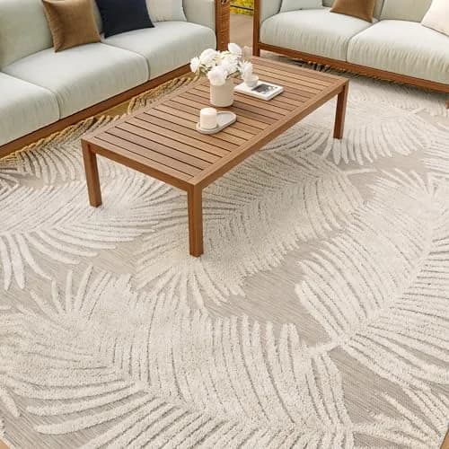 Nourison Suncoast Beige 7'10" x 9'10" Area Rug | Easy Clean, Non Shedding, Indoor/Outdoor (8' x 10') thumbnail 2