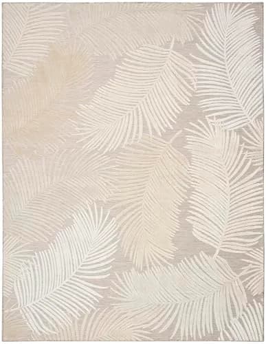 Nourison Suncoast Beige 7'10" x 9'10" Area Rug | Easy Clean, Non Shedding, Indoor/Outdoor (8' x 10') thumbnail 3