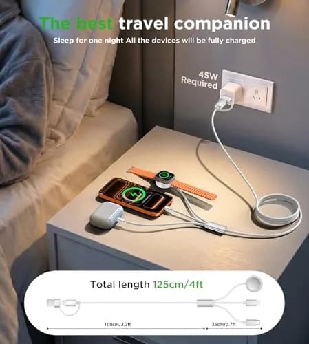 xiwxi 3-in-2 Multi-Charging Cable 1.2m (USB-C/Lightning/Magnetic Watch) | Charge iPhone, Watch, Camera Simultaneously thumbnail 4