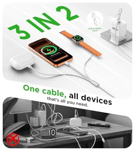 xiwxi 3-in-2 Multi-Charging Cable 1.2m (USB-C/Lightning/Magnetic Watch) | Charge iPhone, Watch, Camera Simultaneously thumbnail 5