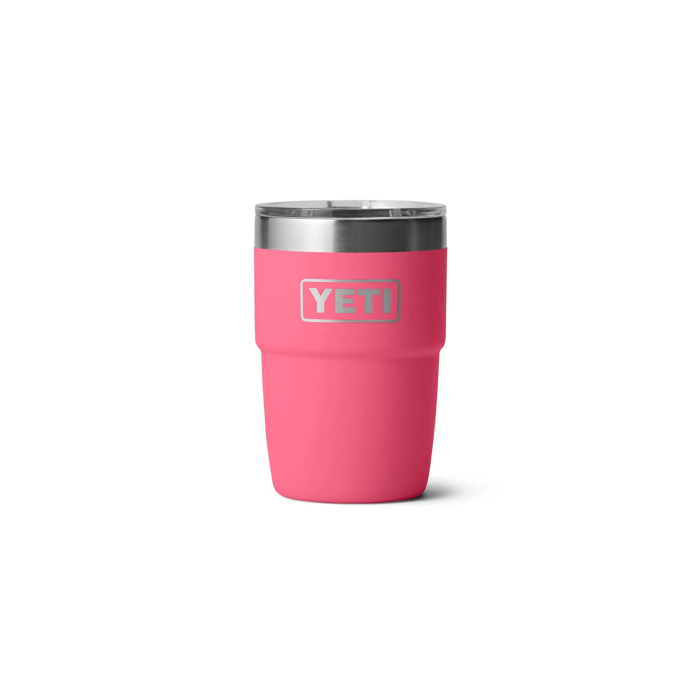 YETI Rambler 8 oz Insulated Coffee Mug with Lid | DuraSip Ceramic Lined Stackable Cup — Tropical Pink