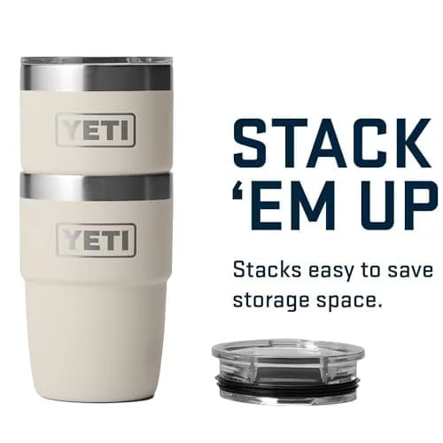 YETI Rambler 8 oz Insulated Coffee Mug with Lid, Cape Taupe | DuraSip Ceramic Lined Stackable Cup thumbnail 4