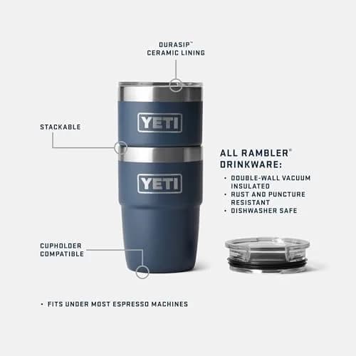 YETI Rambler 8 oz Insulated Coffee Mug with Lid | DuraSip Ceramic Lining, Barista-Friendly Design thumbnail 2
