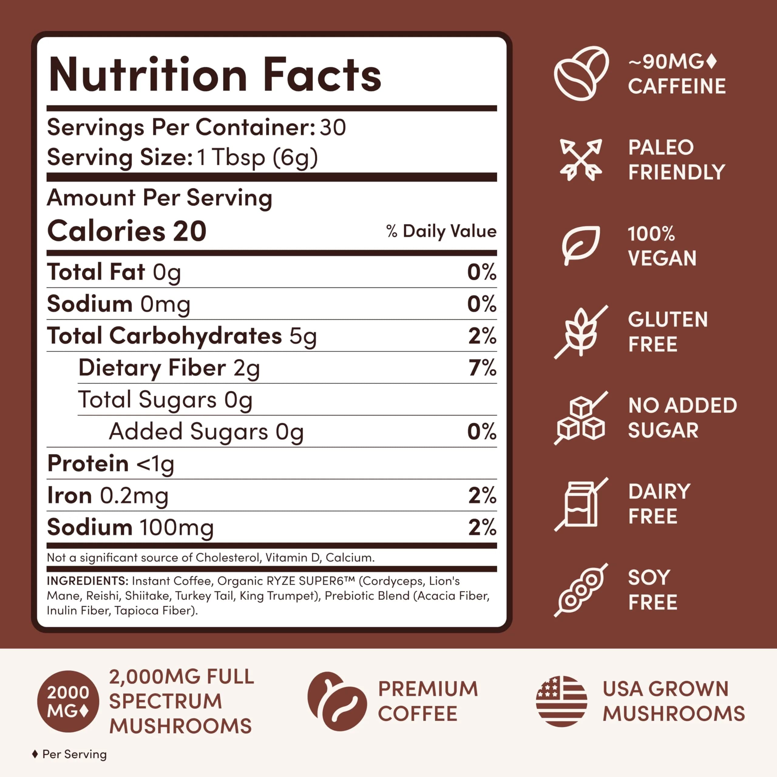 RYZE Organic Mushroom Coffee Dark Roast 179g (6.3 Oz) | Adaptogenic Blend for Energy & Focus - view 5