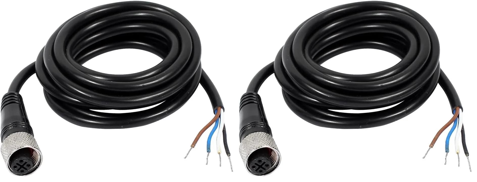 uxcell M12 Female Straight 4 Pin Connector Aviation Socket Electrical Cable, 2m (Pack of 2) - main product image