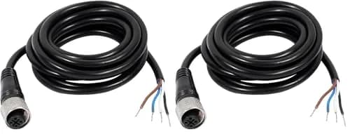 uxcell M12 Female Straight 4 Pin Connector Aviation Socket Electrical Cable 2m (Pack of 2) | 2 Meter Length thumbnail 1