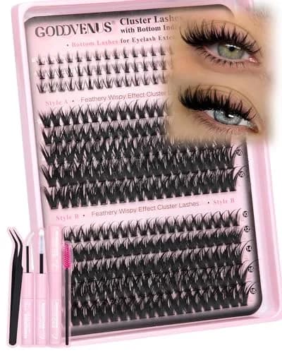 Goddvenus Wispy Lash Clusters Kit Natural Fluffy DIY Individual Lash Extensions C Curl | Top and Bottom Lash Clusters Kit for Full-Circle Eye Look - main product image