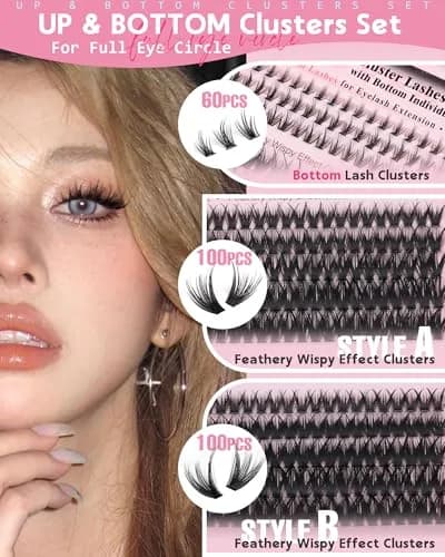 Goddvenus Natural False Eyelash Clusters Kit C Curl | 260 Count DIY Wispy thumbnail 4