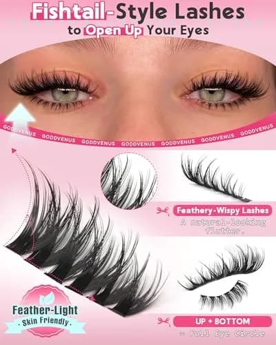 Goddvenus Natural False Eyelash Clusters Kit C Curl | 260 Count DIY Wispy thumbnail 5