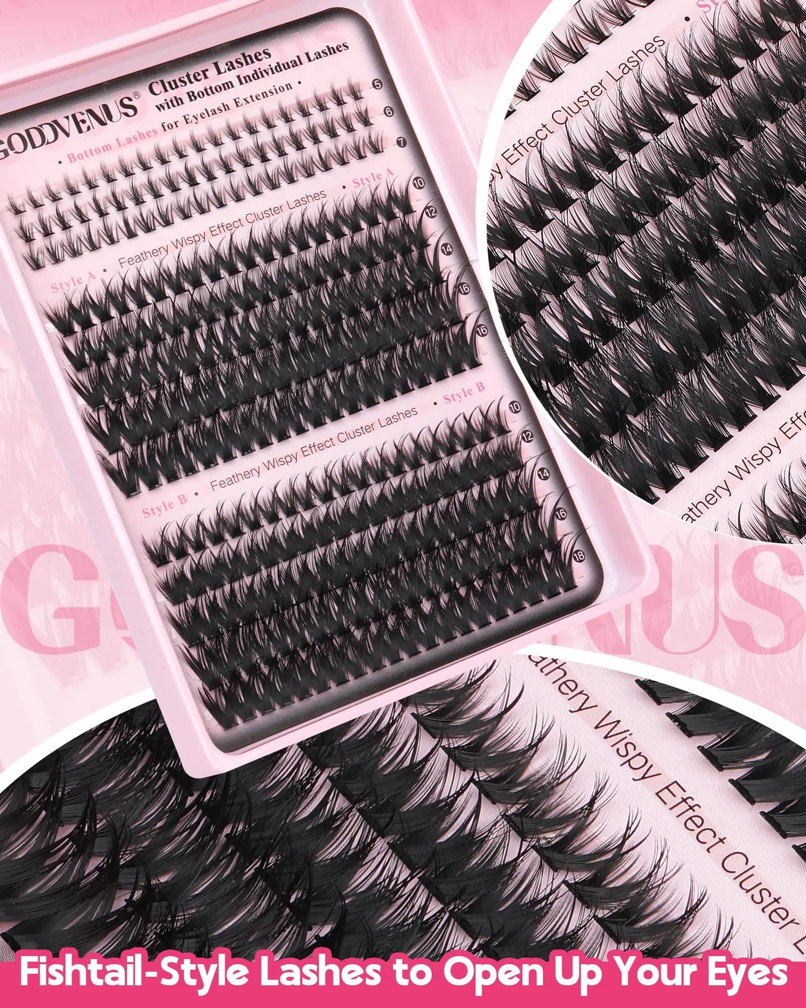 Goddvenus Natural False Eyelash Clusters Kit C Curl | 260 Count DIY Wispy - view 7