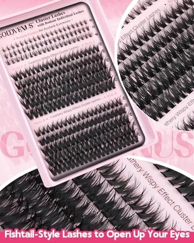 Goddvenus Natural False Eyelash Clusters Kit C Curl | 260 Count DIY Wispy thumbnail 7