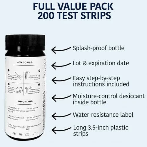 TOP LINE TEST STRIPS 200 Chlorine Test Strips for Food Service 0-500 ppm (Pack of 2) thumbnail 4