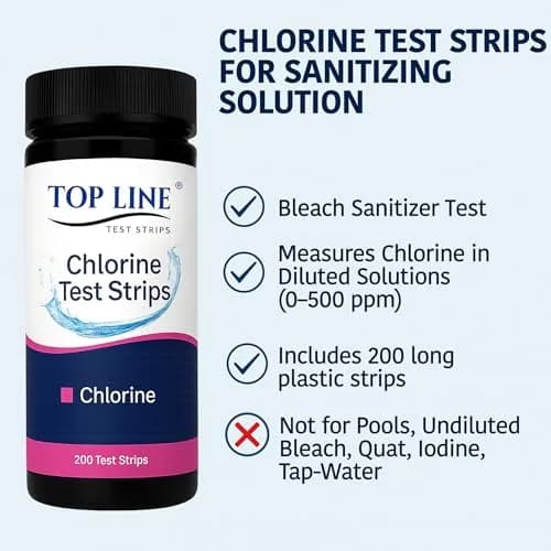 TOP LINE TEST STRIPS 200 Chlorine Test Strips for Food Service 0-500 ppm (Pack of 2) thumbnail 2