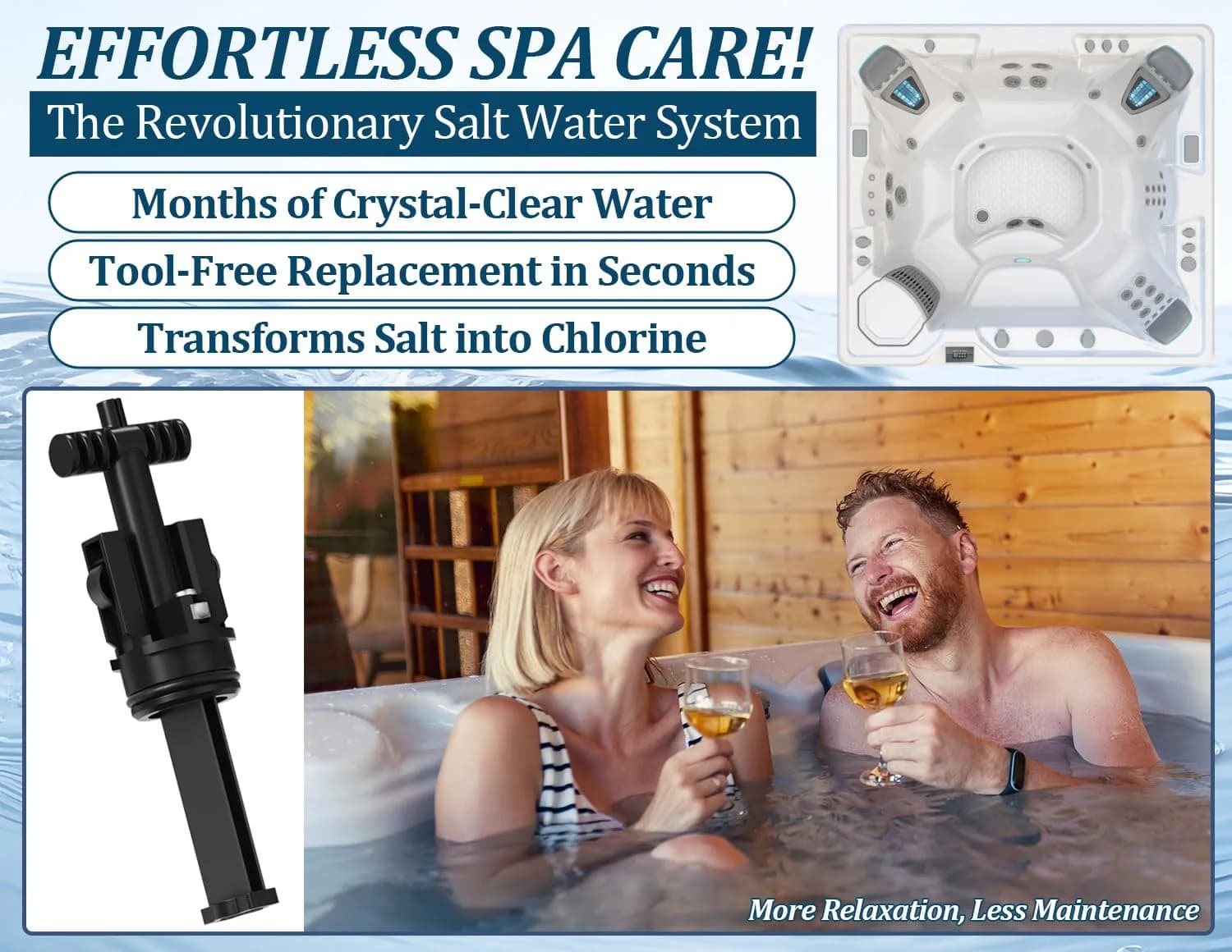 Virellionixis Salt Water Chlorination System Cartridge Replacement for Spas & Hot Tubs 2.9 in (7.37 cm) | Gentle, Soft Fresh Water for Dry Eyes & Itchy Skin - view 7