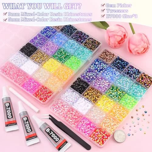 TINKRSTUFF Jelly Rhinestones for Bedazzling 38500Pcs 3mm & 5mm Multicolor Resin Gems | Sparkle & Shine DIY Crafts thumbnail 2