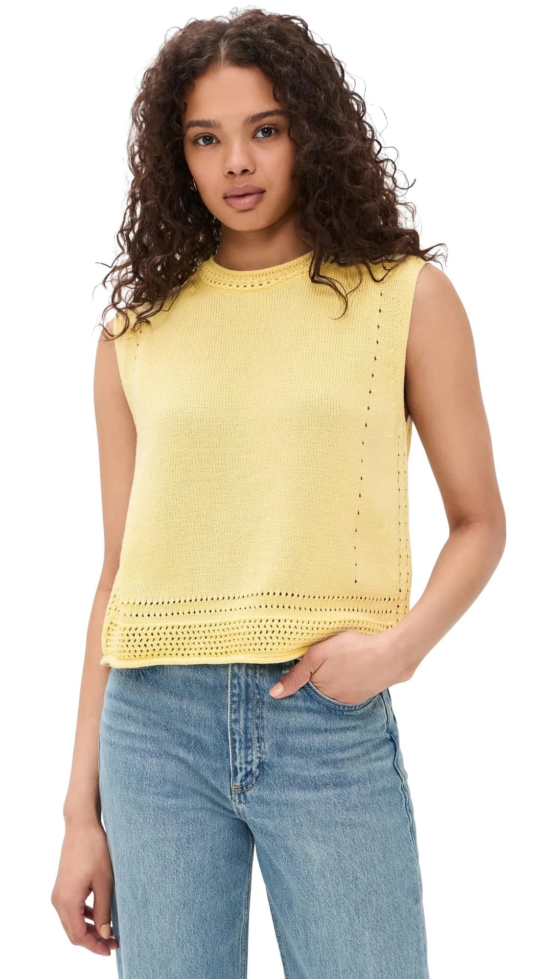 Velvet by Graham & Spencer Vanny Novelty Pima Cotton Sweater Top, Butter, Small | Lightweight, Regular Fit, Cotton