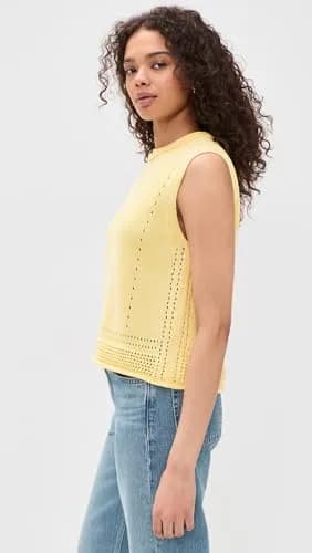Velvet by Graham & Spencer Vanny Novelty Pima Cotton Sweater Top, Butter, Small | Lightweight, Regular Fit, Cotton thumbnail 5